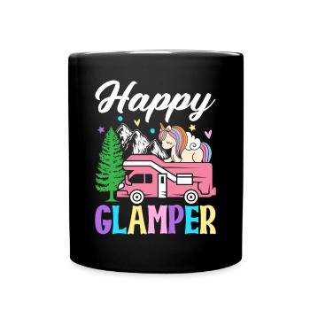 Happy Glamper Glamping Camper Graphic Design for - Full Colour Mug - black - Front