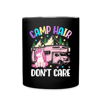 Camp Hair Don’t Care Camping Girl Campeur - Mug uni - noir - Devant