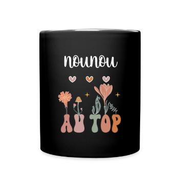 Nanny top boho bohemian flowers nanny gift - Full Colour Mug - black - Front