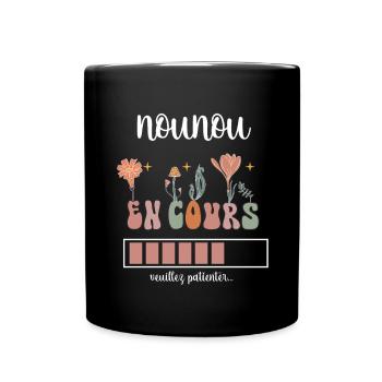 Nanny in progress boho bohemian flowers nanny gift - Full Colour Mug - black - Front