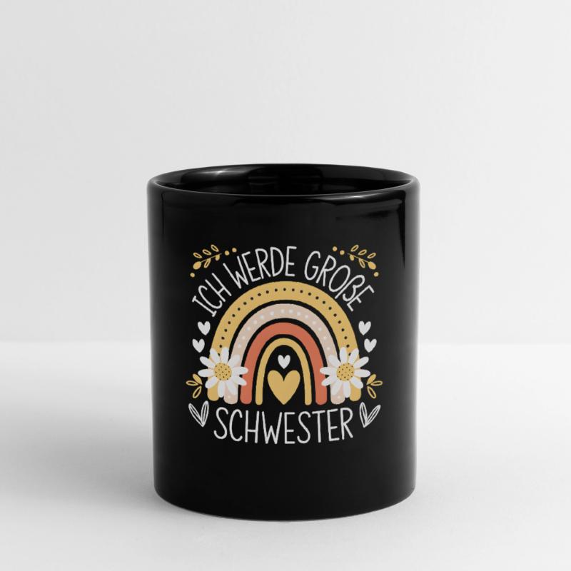 Ich Werde Große Schwester Regenbogen Boho Tasse einfarbig
