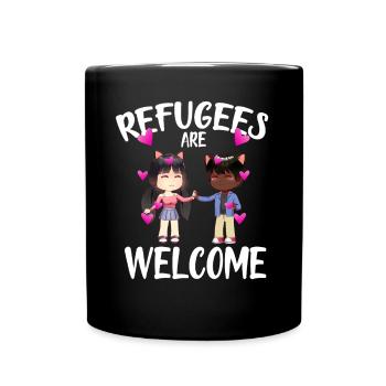 refugees are welcome anime - Full Colour Mug - black - Front