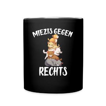 Miezis gegen Rechts Anime Katzen - Tasse einfarbig - Schwarz - Vorne
