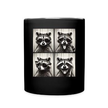 Photo booth raccoon with sunglasses - Full Colour Mug - black - Front