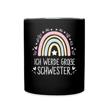 Ich Werde Große Schwester Regenbogen Boho - Tasse einfarbig - Schwarz - Vorne
