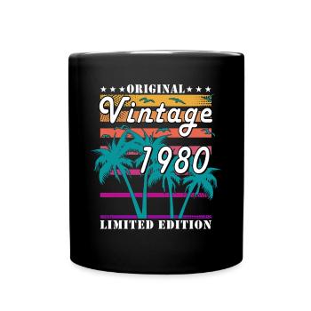 Geburtstag 1980 Geburtstag Jahrgang 1980 Retro - Tasse einfarbig - Schwarz - Vorne