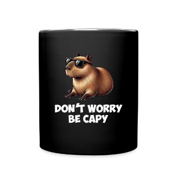don't worry be capy, capybara - Tasse einfarbig - Schwarz - Vorne
