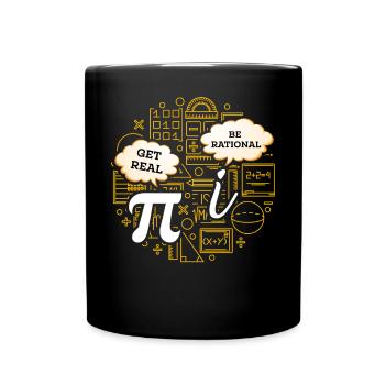 Mathe-Humor – Pi vs. imaginäre Zahl - Tasse einfarbig - Schwarz - Vorne