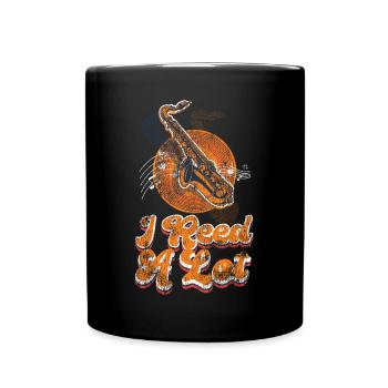 Saxophone Pun I Reed A Lot - Full Colour Mug - black - Front