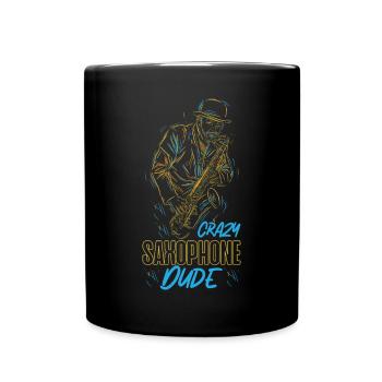 Saxophone Crazy Saxophone Dude - Tasse einfarbig - Schwarz - Vorne