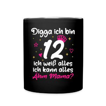 12ème anniversaire fille Digga J’ai 12 ans - Mug uni - noir - Devant