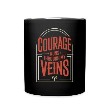 Courage flows through my veins Aries Zodiac sign - Full Colour Mug - black - Front