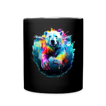 Painted Polar Bear swimming - Full Colour Mug - black - Front