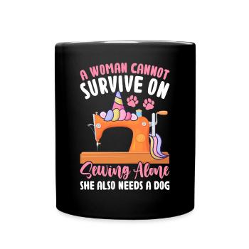 A woman can't make a living from sewing alone - Full Colour Mug - black - Front
