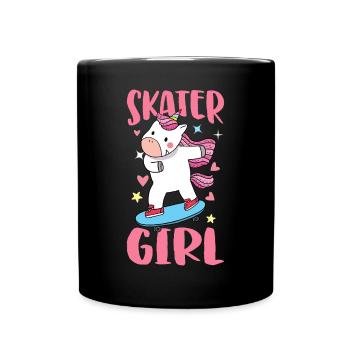 patineuse fille skateur femme skateur fille - Mug uni - noir - Devant