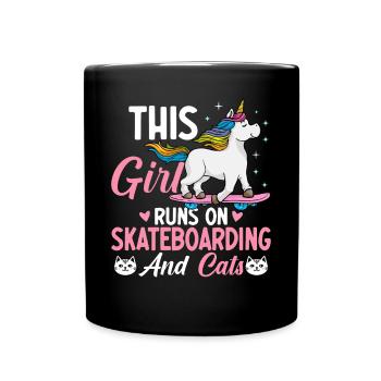 Skateboard et chats Skateuses - Mug uni - noir - Devant