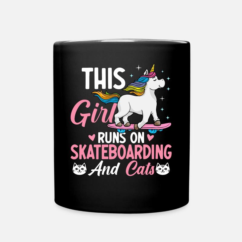 Skateboarding und Katzen Weibliche Skateboarder - Tasse einfarbig - Schwarz