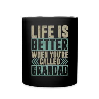 Grandad Großvater Opa Pops Großelternteil - Tasse einfarbig - Schwarz - Vorne
