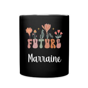 Future Godmother Boho Bohemian Flowers Gift Godmother - Full Colour Mug - black - Front