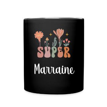 super marraine boho bohème fleurs cadeau marraine - Mug uni - noir - Devant