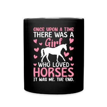 Une fille aimait les chevaux Fille à cheval Fille d’équitation - Mug uni - noir - Devant