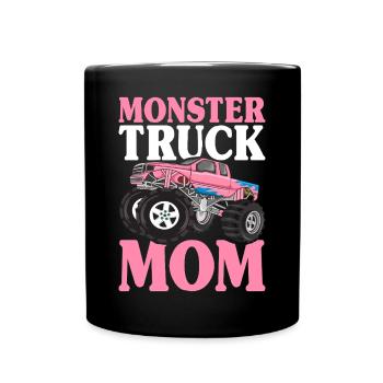 Monster Truck Mom Truck Lover Mom Illustration for - Full Colour Mug - black - Front