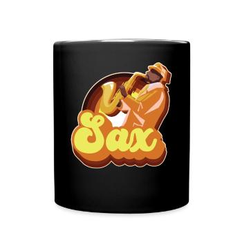 Saxophone Retro Vintage 70s Sax - Full Colour Mug - black - Front