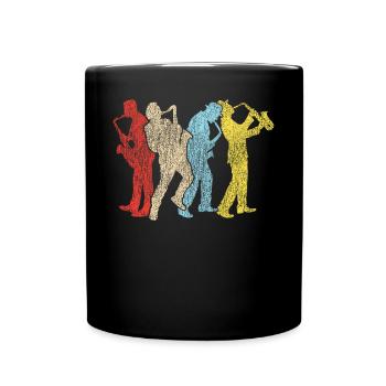 Saxophone Retro Vintage - Full Colour Mug - black - Front
