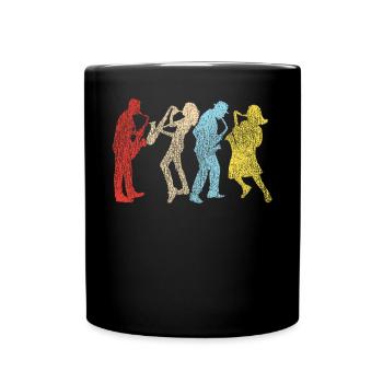 Saxophone Retro Vintage - Full Colour Mug - black - Front