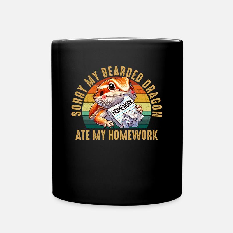 bearded dragon ate my homework, reptile bearded - Tasse einfarbig - Schwarz