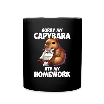 Capybara ate my homework, capybara - Tasse einfarbig - Schwarz - Vorne