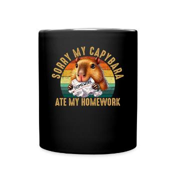 Capybara ate my homework, capybara - Tasse einfarbig - Schwarz - Vorne