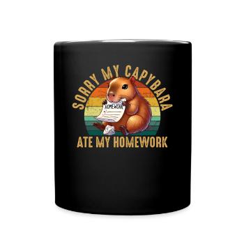 Capybara ate my homework, capybara - Tasse einfarbig - Schwarz - Vorne