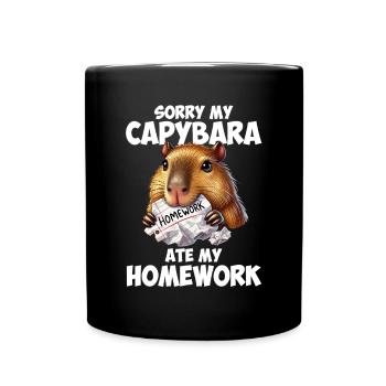 Capybara ate my homework, capybara - Tasse einfarbig - Schwarz - Vorne