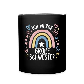 I'm going to be big sister rainbow boho - Full Colour Mug - black - Front