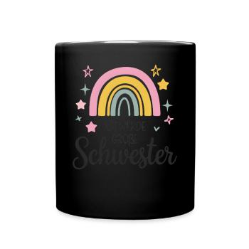 Ich Werde Große Schwester Regenbogen Boho - Tasse einfarbig - Schwarz - Vorne