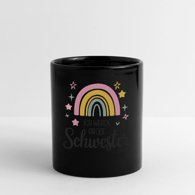 Ich Werde Große Schwester Regenbogen Boho Tasse einfarbig