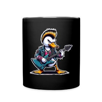 Ente Rock and Roll Gitarrist - Tasse einfarbig - Schwarz - Vorne
