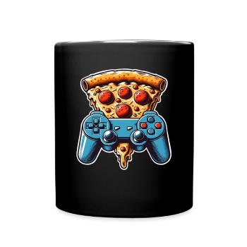 Pizza Gaming Gamer - Tasse einfarbig - Schwarz - Vorne