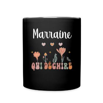 Patentante reißt Boho Bohème Blumen - Tasse einfarbig - Schwarz - Vorne
