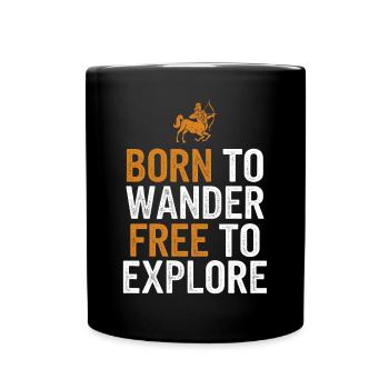 Signe du zodiaque Sagittaire : Né pour errer librement - Mug uni - noir - Devant