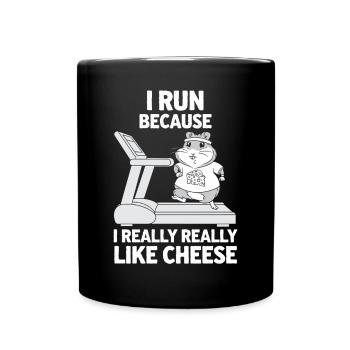 Je cours parce que j’aime vraiment, vraiment le fromage - Mug uni - noir - Devant