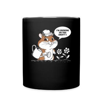 Niedlicher Hamster Mit Gießkanne Und Blumen - Tasse einfarbig - Schwarz - Vorne