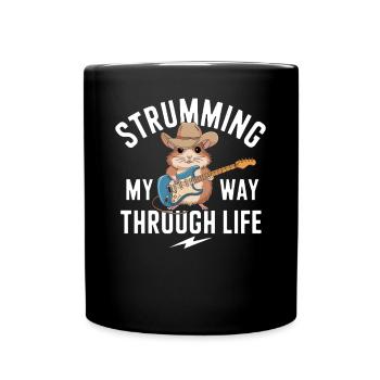 Strumming My Way Through Life Mouse Guitar - Full Colour Mug - black - Front