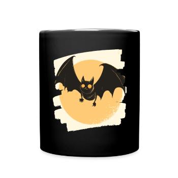 Fledermaus Retro - Tasse einfarbig - Schwarz - Vorne