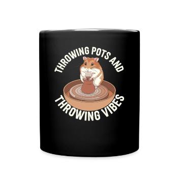 Pottery Funny Hamster: Pot Throwing Vibes - Full Colour Mug - black - Front