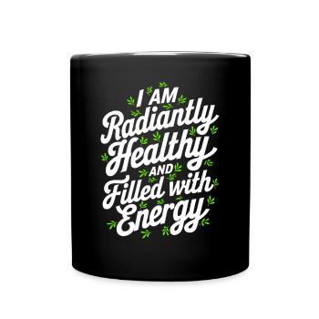 Manifest Abundance Quote Healthy And Full - Full Colour Mug - black - Front
