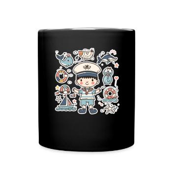 Kleiner Seemann Cartoon Look - Tasse einfarbig - Schwarz - Vorne
