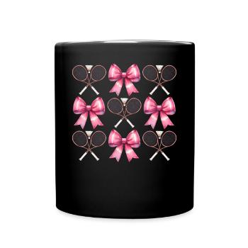 Coquette Bow Badminton Badminton Racket Pink - Full Colour Mug - black - Front