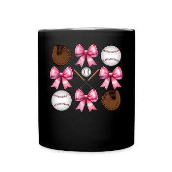 Coquette Bogen Baseballschläger Handschuhe Catcher - Tasse einfarbig - Schwarz - Vorne